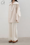 SWAYING/KNIT Seamless wool dark crease trousers SW22AW3B14 White